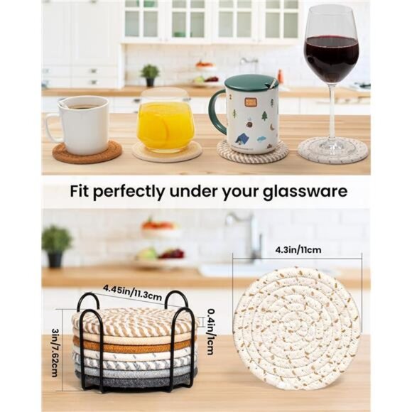 8 Pcs Drink Coasters with Holder, 8 Colors Absorbent Coasters for Drinks - Picture 3 of 8